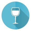Alcohol blue round flat design vector icon isolated on white background, glass illustration in eps 10 Royalty Free Stock Photo