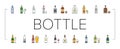 alcohol bottle glass drink bar icons set vector Royalty Free Stock Photo