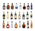 Alcohol bottle icons on white background.