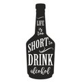 Alcohol bottle silhouette monochrome sticker Royalty Free Stock Photo