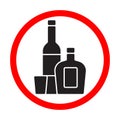 Alcohol bottles black silhouette sign isolated on white