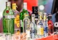 Alcohol Bottles On Drink Bar At Street Food Van