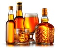 Alcohol bottles isolated on white Royalty Free Stock Photo