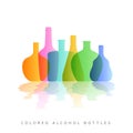 Alcohol bottles silhouette colored