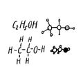 Alcohol Chemical Formulas Scribble Sketch