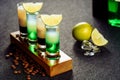 Alcohol Cocktail Drink Shot B52 Green Mexican Set Royalty Free Stock Photo