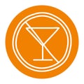 Alcohol cocktail with forbidden symbol block line style icon vector design