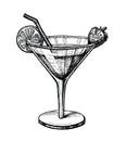 Alcohol cocktail hand drawn illustration