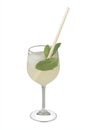 Alcohol cocktail Hugo with lime and mint, isolated view Royalty Free Stock Photo