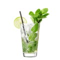 Alcohol cocktail mojito isolated on white background
