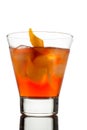 Alcohol cocktail Negroni isolated on white background Royalty Free Stock Photo