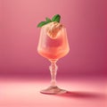 Pina Colada Cocktail on Pink Background, Tropical Mocktail, Party Coctail, Abstract Generative AI Illustration