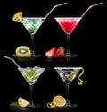 Alcohol cocktail set on a black Royalty Free Stock Photo