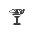 Alcohol cocktail with strawberry vector icon