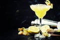 Alcohol cocktail winter passion fruit, with beer, syrup, lemon j Royalty Free Stock Photo