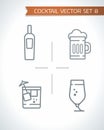 Alcohol cocktails and drink icon vector set