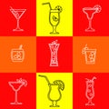 Alcohol cocktails drinks vector outline symbol