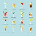 Alcohol Cocktails Icons Flat Royalty Free Stock Photo