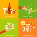 Alcohol Cocktails Icons Flat Royalty Free Stock Photo