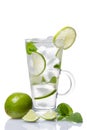 Alcohol coctail mojito with lime and mint Royalty Free Stock Photo