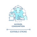 Alcohol consumption blue concept icon