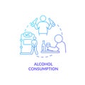 Alcohol consumption blue gradient concept icon