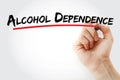 Alcohol dependence text with marker