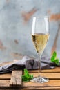 Alcohol drink, beverage, champagne sparkling wine in a flute glass Royalty Free Stock Photo