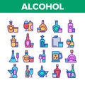 Alcohol Drink Bottles Collection Icons Set Vector