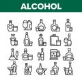 Alcohol Drink Bottles Collection Icons Set Vector