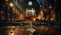 Alcohol, drink, night, table, glass, wine, bar, celebration, luxury, fire generated by AI