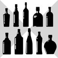 Alcohol Drink Set Black Silhouette Bottle Collection Royalty Free Stock Photo