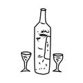 Wine bottle line icon isolated on white background. Royalty Free Stock Photo