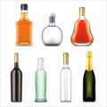 Alcohol drinks bottles, vector realistic set Royalty Free Stock Photo