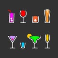 Alcohol drinks cocktails icon set color vector illustration Royalty Free Stock Photo