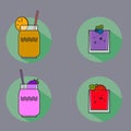 Alcohol drinks and cocktails icon set in flat design style Royalty Free Stock Photo