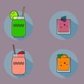 Alcohol drinks and cocktails icon set in flat design style Royalty Free Stock Photo