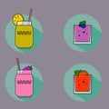 Alcohol drinks and cocktails icon set in flat design style Royalty Free Stock Photo