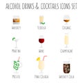 Alcohol drinks and cocktails icons set Royalty Free Stock Photo