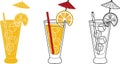 Vector alcohol drink line art illustration Screwdriver cocktail