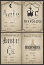 Alcohol drinks vintage labels. Vintage design moonshine label.