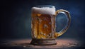 Alcohol drop on beer glass frothy refreshment , generative AI