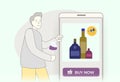 Alcohol E-commerce - online purchase of alcohol concept. Specialized alco shop online mobile store with payment and