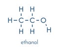 Alcohol ethanol, ethyl alcohol molecule, chemical structure. Skeletal formula.