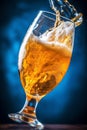 drink cold beer alcohol bubble foam filled splash glass gradient background. Generative AI. Royalty Free Stock Photo