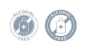 Alcohol free icon. Vector body and skin care cosmetic product, medical alcohol free symbol