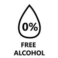 Alcohol free icon on white background. alcohol free sign. Skin and body care cosmetic product medical alcohol free drop and