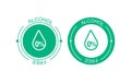 Alcohol free vector icon. Skin and body care cosmetic product medical alcohol free drop and percent symbolEPS Royalty Free Stock Photo