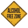 Alcohol free zone vintage rusty metal sign