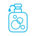 Alcohol gel bottle icon blue isolated on white, bottle pump hand wash gel symbol, soap gel bottle icon